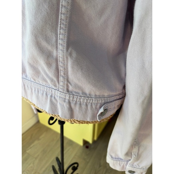 Free People Denim Jacket Women's Small Light Wash Lilac Purple Trucker Jean - Picture 9 of 14